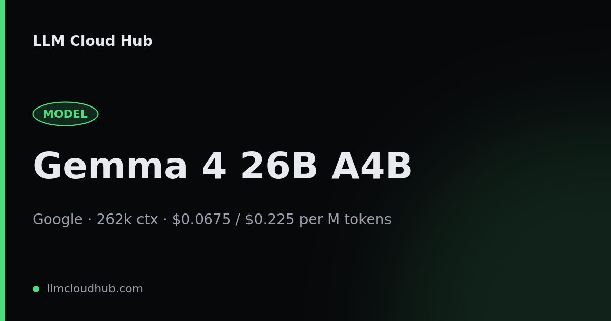 Gemma 4 26B A4B API pricing, context window & alternatives (Google ...