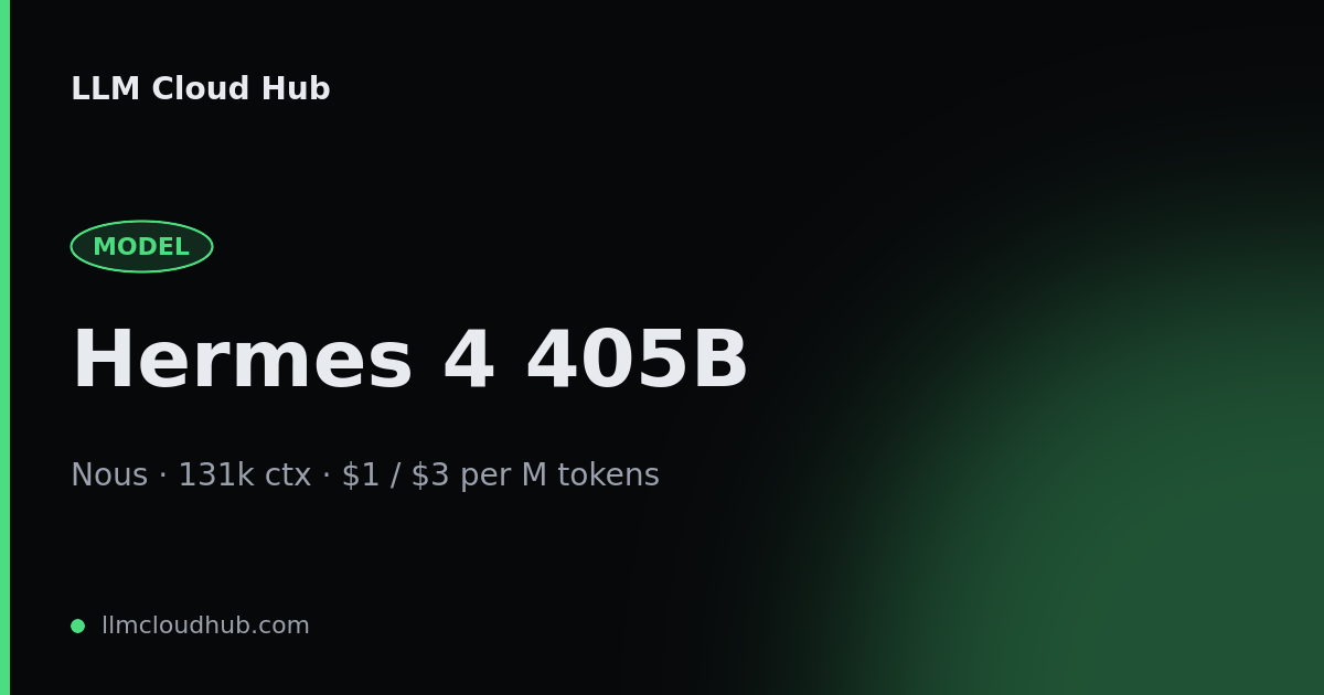 Hermes 4 405B API pricing, context window & alternatives (Nous) | LLM ...