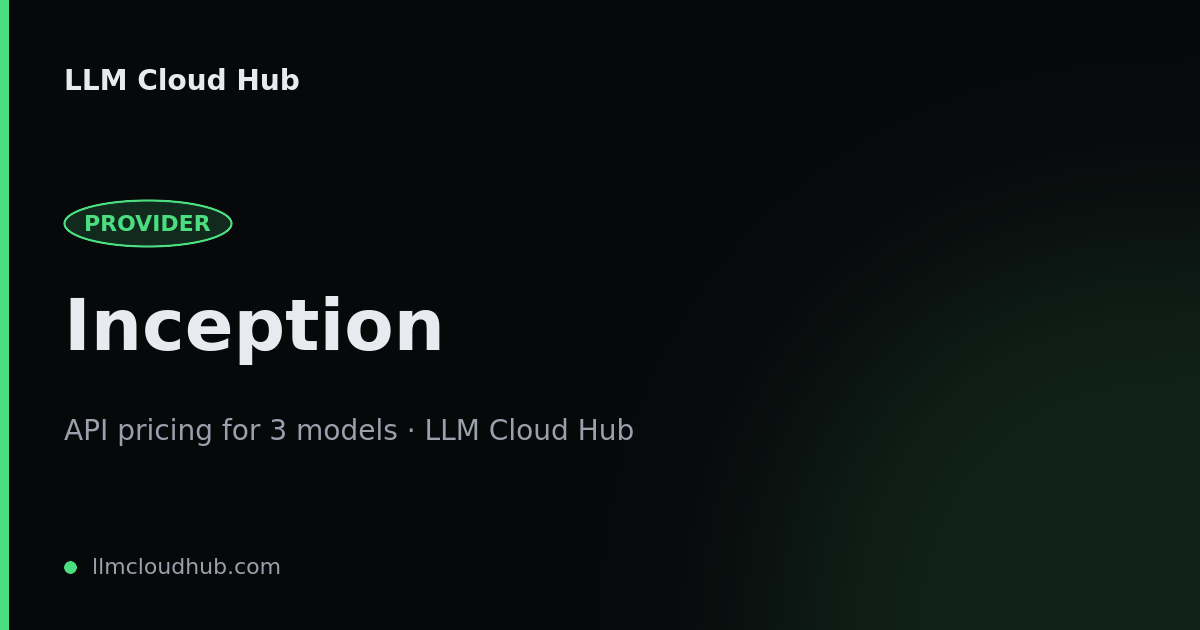 Inception API pricing — all models, context windows & costs | LLM Cloud Hub